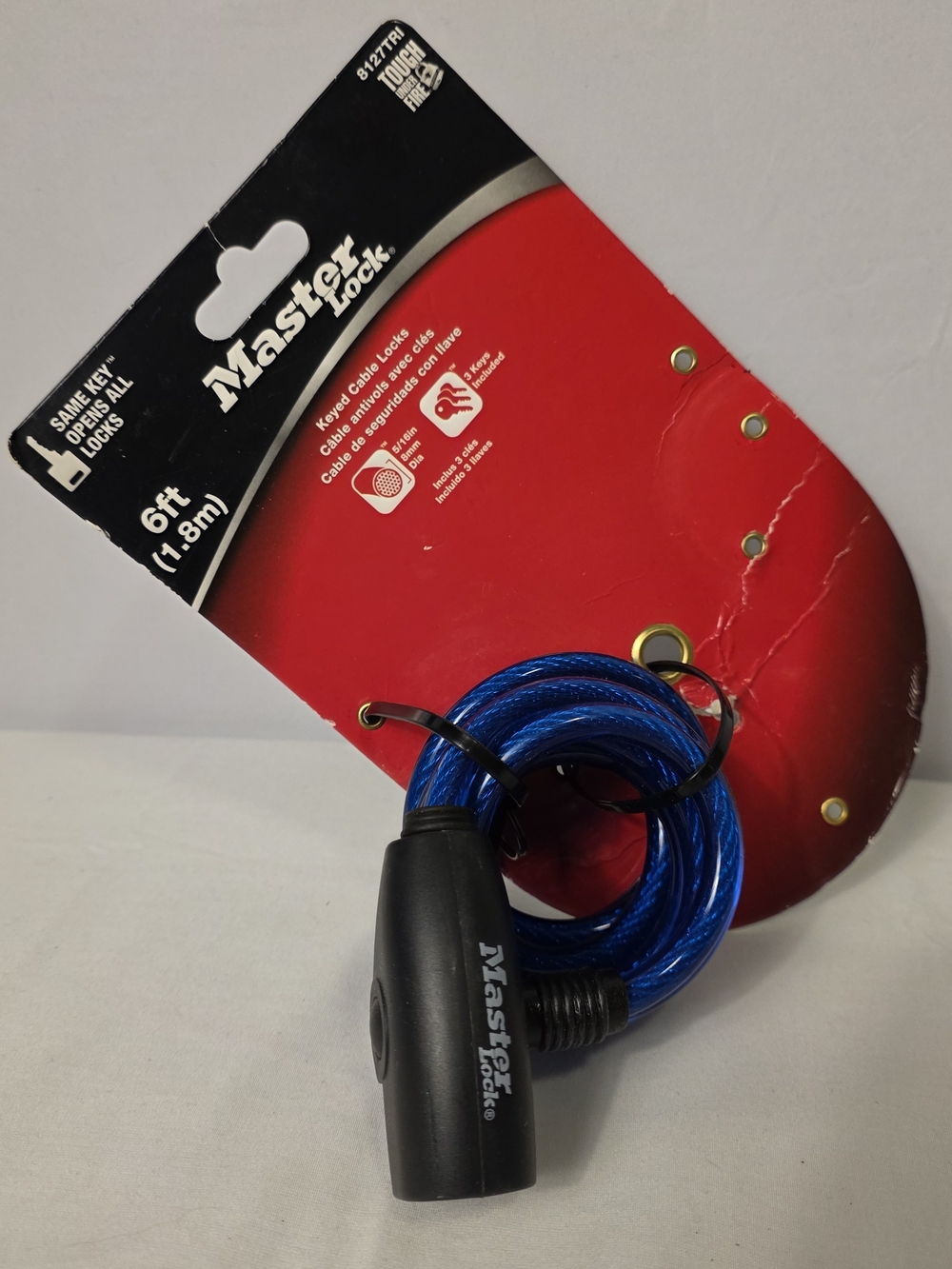 Master Lock 6ft Blue Cable Keyed Lock Bike Security